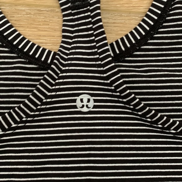 Lululemon White and Black Striped Racerback Tank - Picture 3 of 3